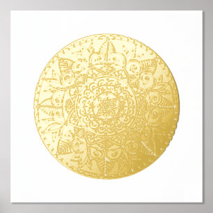 Gold Medallion Mandala Art Folie Afdrukken