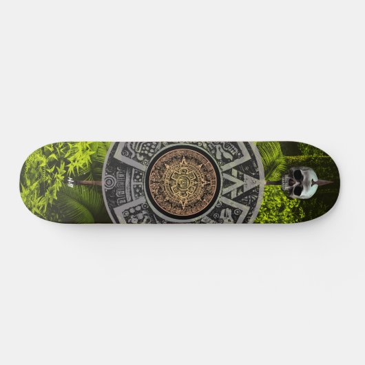 Gold Medallion Mayan Calendar Warrior Skull Oerwou Persoonlijk Skateboard (Horizontaal)