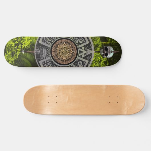 Gold Medallion Mayan Calendar Warrior Skull Oerwou Persoonlijk Skateboard (Horizontaal)