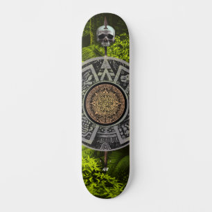 Gold Medallion Mayan Calendar Warrior Skull Oerwou Persoonlijk Skateboard