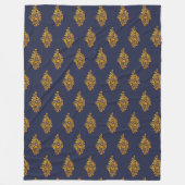 Gold Medallion Navy Fleece Blanket (Voorkant)