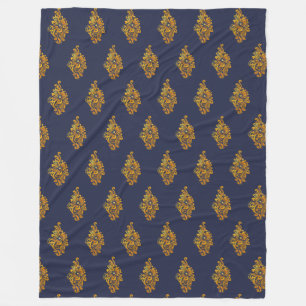 Gold Medallion Navy Fleece Blanket