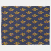Gold Medallion Navy Fleece Blanket (Voorkant (Horizontaal))