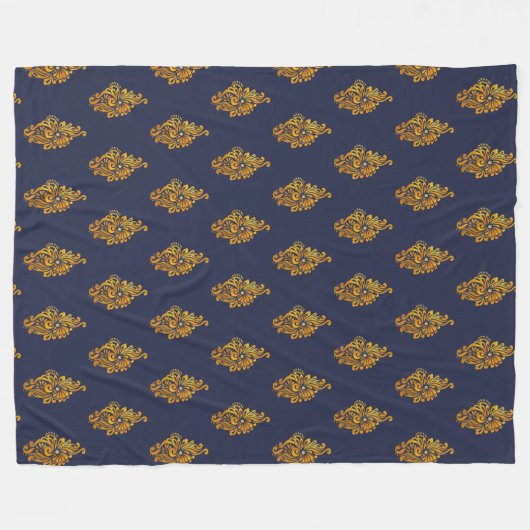 Gold Medallion Navy Fleece Blanket (Voorkant (Horizontaal))