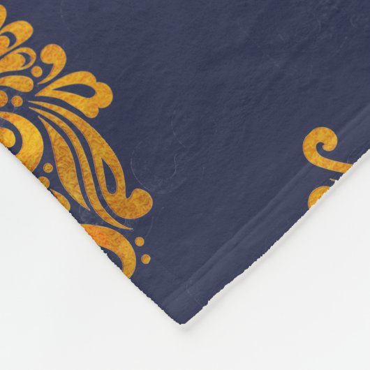 Gold Medallion Navy Fleece Blanket (Hoek)