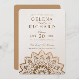 Gold Medallion Shimmer Mandala Wedding Kaart