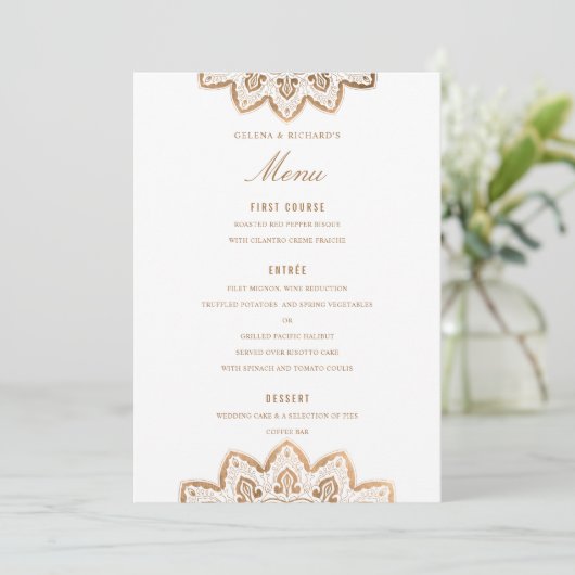 Gold Medallion Wedding Menu (Staand voorkant)