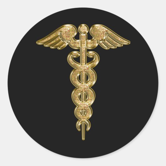 Gold medical alert badge ronde sticker (Voorkant)