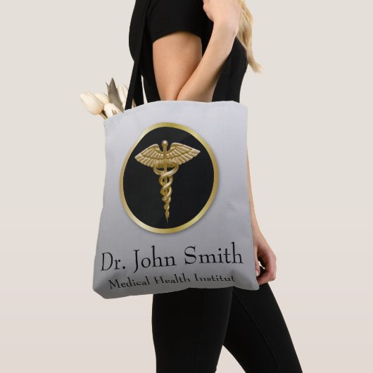 Gold Medical Caduceus - All-Over-Print Canvas tas (Dichtbij)