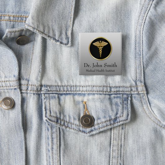 Gold Medical Caduceus - Button (In situ)