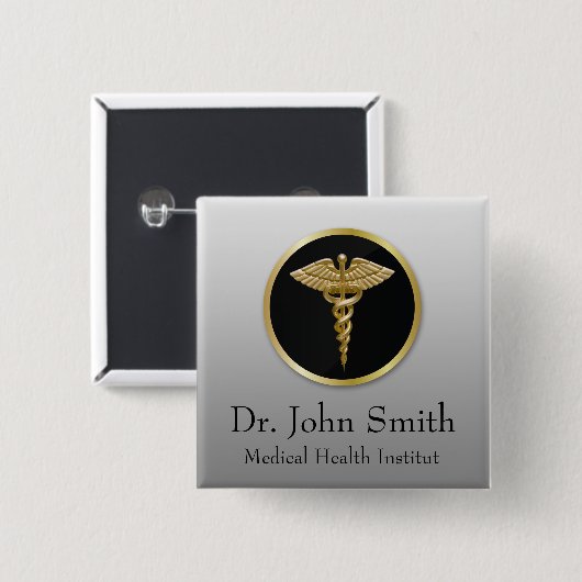 Gold Medical Caduceus - Button (Voorkant /achterkant)