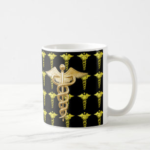 Gold Medical Caduceus Koffiemok