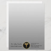 Gold Medical Caduceus - Letterhead Persoonlijk Briefhoofd (Voorkant / Achterkant)