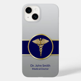 Gold Medical Caduceus Professional Blue Case-Mate iPhone 14 Hoesje
