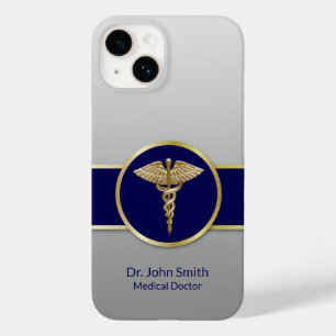 Gold Medical Caduceus Professional Blue Case-Mate iPhone 14 Hoesje