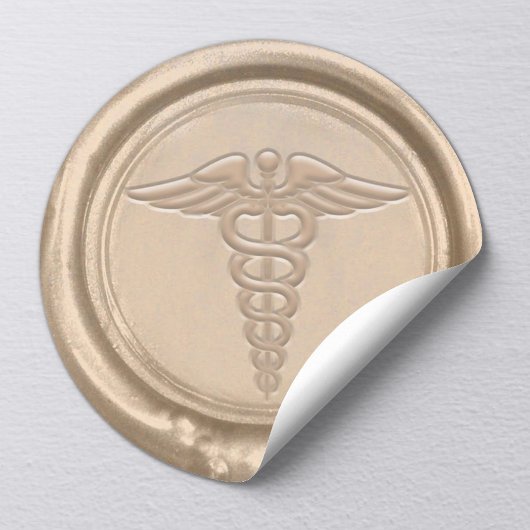 Gold Medical Caduceus Symbool Nurse Doctor Wax Sea Ronde Sticker