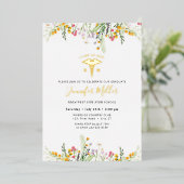 Gold Medical Nursery Afstuderen Wilde bloemen Folie Uitnodiging (Staand Voorkant)