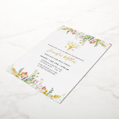 Gold Medical Nursery Afstuderen Wilde bloemen Folie Uitnodiging (Gedraaid)