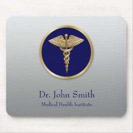 Gold Medical Professional Caduceus Blue Muismat
