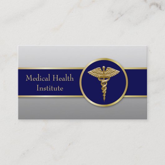 Gold Medical Professional Caduceus Blue Visitekaartje (Voorkant)