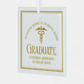 Gold Medical School Afstuderen aangepaste kerst Glas Ornament (Voorkant links)