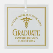 Gold Medical School Afstuderen aangepaste kerst Glas Ornament (Voorkant)