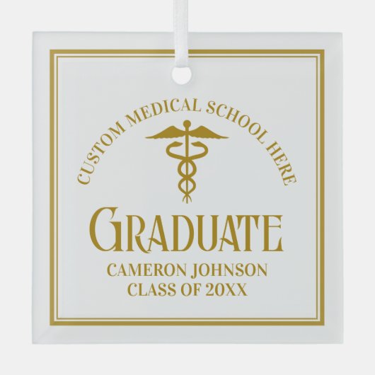 Gold Medical School Afstuderen aangepaste kerst Glas Ornament (Voorkant)