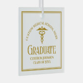 Gold Medical School Afstuderen aangepaste kerst Glas Ornament (Voorkant Rechts)