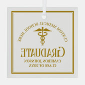 Gold Medical School Afstuderen aangepaste kerst Glas Ornament (Achterkant)