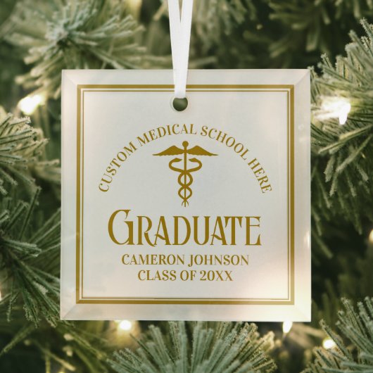 Gold Medical School Afstuderen aangepaste kerst Glas Ornament (Insitu)