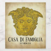 Gold Medusa Jouw tekst Wijn Etiket (Enkel label)