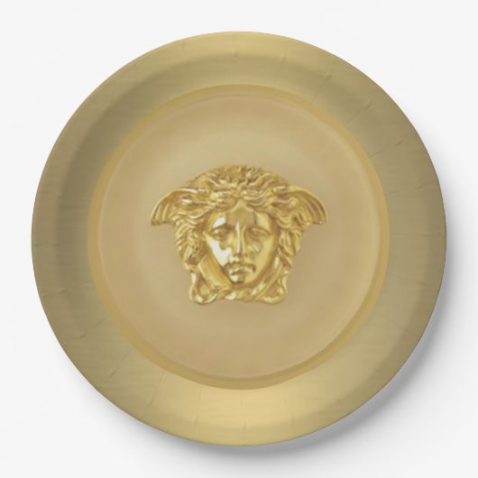 Gold Medusa Medallion Papieren Bordje (Voorkant)
