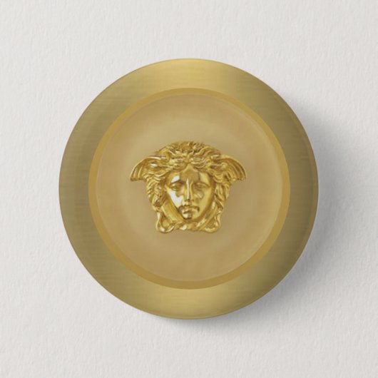 Gold Medusa Medallion Ronde Button 5,7 Cm (Voorkant)