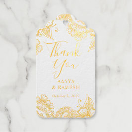 Gold Mehndi Foto Wedding Hartelijk dank Folie Favo Cadeaulabels