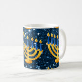 Gold Menorah Blue Faux Koffiemok (Voorkant rechts)
