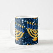 Gold Menorah Blue Faux Koffiemok (Voorkant links)