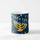Gold Menorah Blue Faux Koffiemok (Center)