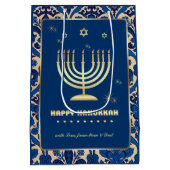 Gold Menorah | Douanenaam Hanukkah Medium Cadeauzakje (Achterkant)