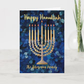 Gold Menorah Hanukkah Holiday Kaart (Voorkant)