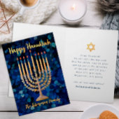 Gold Menorah Hanukkah Holiday Kaart