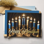 Gold Menorah Happy Chanoeka Folie Feestdagenkaart<br><div class="desc">Goldl Menorah Happy Chanoeka</div>