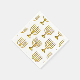 Gold Menorah Pattern Hanukkah Napkins Servet
