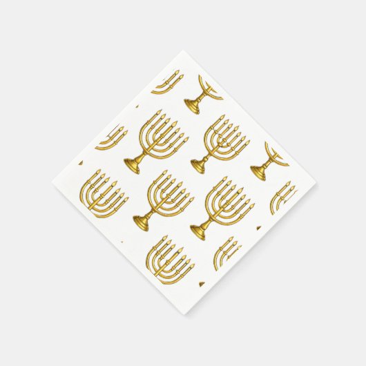 Gold Menorah Pattern Hanukkah Napkins Servet (Hoek)