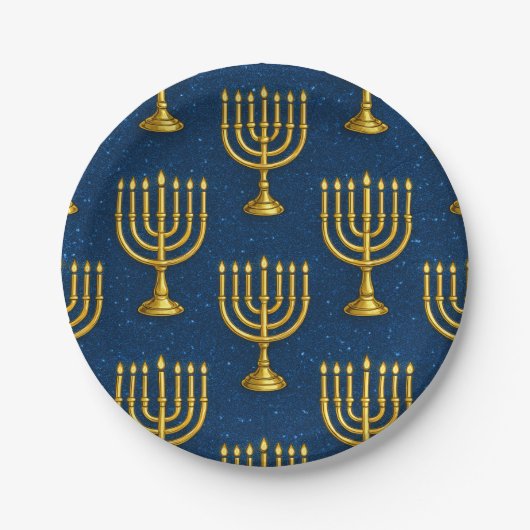 Gold Menorah Pattern Hanukkah Papieren Bordje (Voorkant)