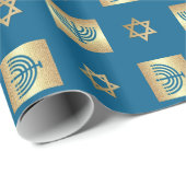 Gold Menorah & Star van David Jewish Feestdagen Cadeaupapier (Rol Hoek)