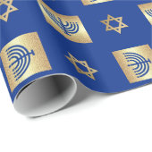 Gold Menorah & Star van David Jewish Feestdagen Cadeaupapier (Rol Hoek)