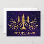 Gold Menorah Swirl Ornament Happy Hanukkah Briefkaart<br><div class="desc">Gold Menorah Swirl Ornament Happy Hanukkah</div>