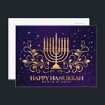 Gold Menorah Swirl Ornament Happy Hanukkah Briefkaart<br><div class="desc">Gold Menorah Swirl Ornament Happy Hanukkah</div>