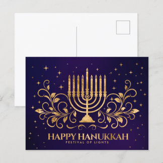Gold Menorah Swirl Ornament Happy Hanukkah Briefkaart