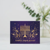Gold Menorah Swirl Ornament Happy Hanukkah Briefkaart (Staand voorkant)